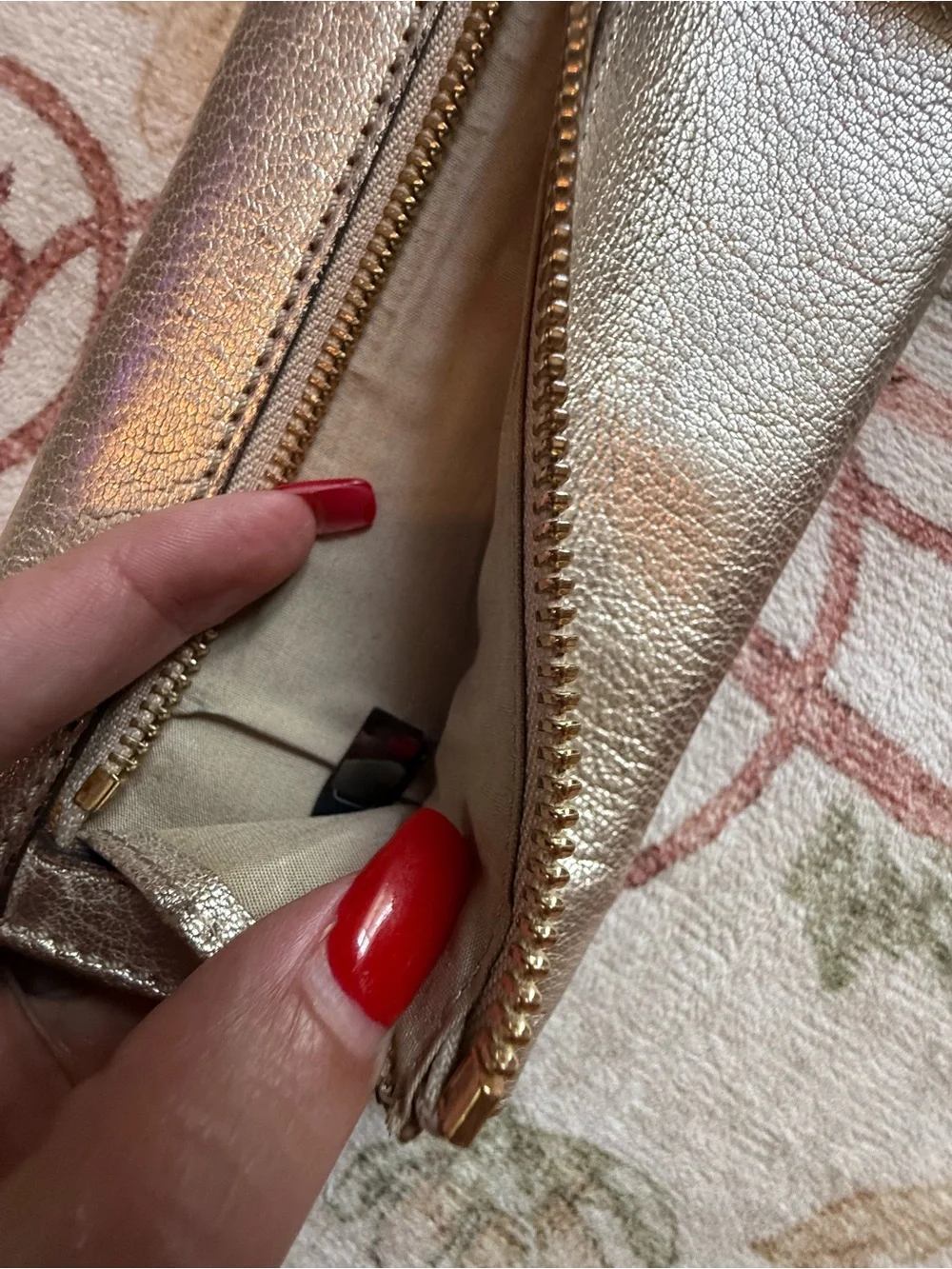 Chloé Metallic Gold Leather Long Wallet